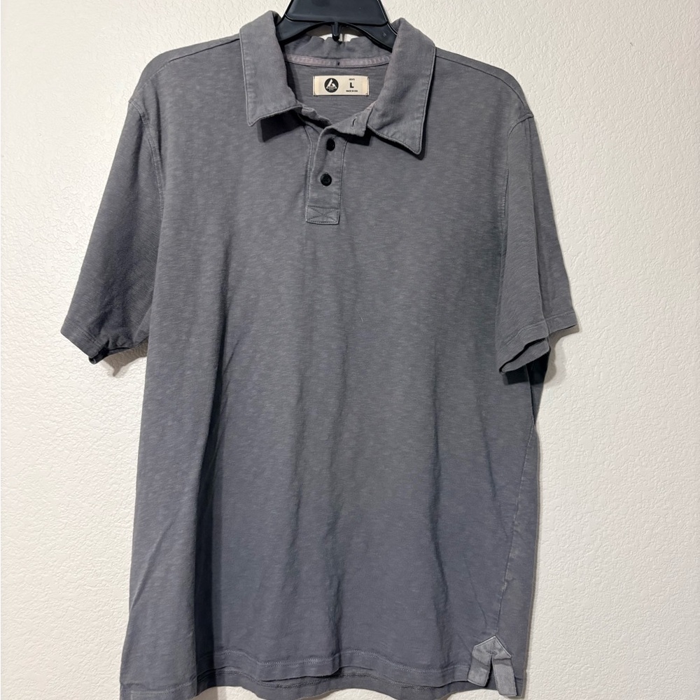 Men’s American Giant Slub Cotton Charcoal Polo USA Shirt Size L
